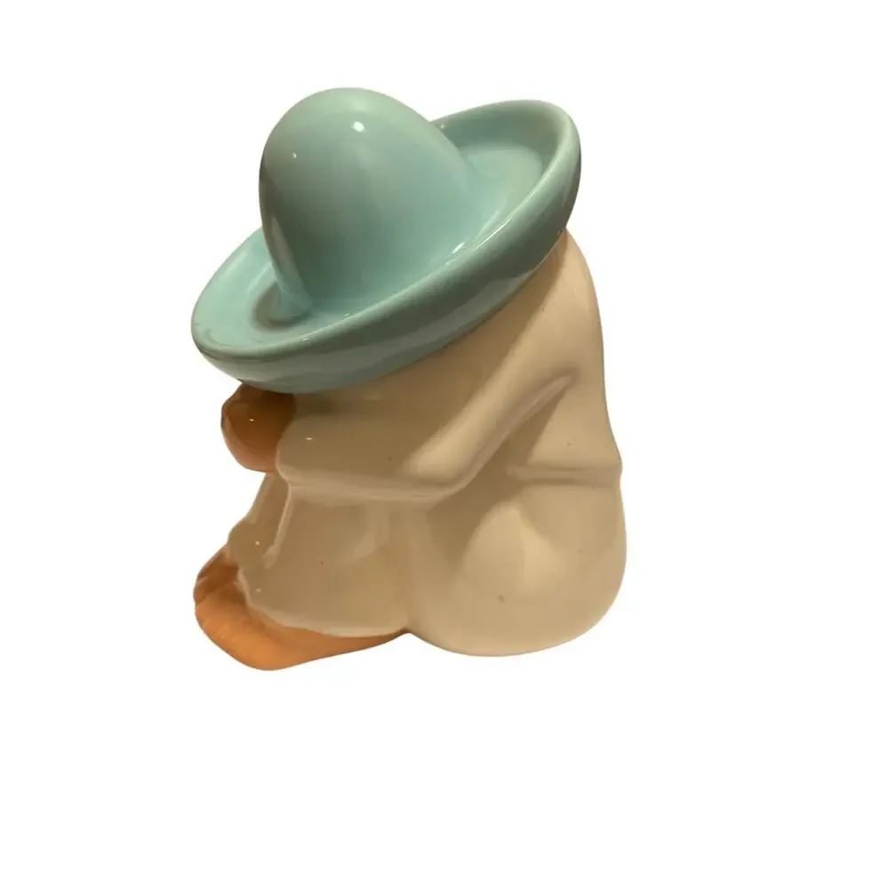 Vintage Mexican Pepe Siesta Sleeping Man Ceramic Figurine With Sombrero Hat